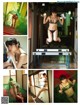 A collage of photos of a woman in lingerie.